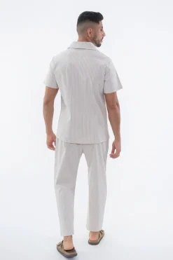 Ensemble à rayures chemise manches courtes pantalon