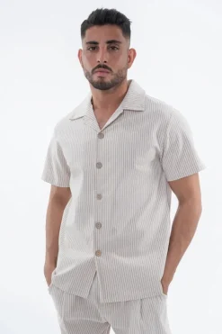 Ensemble à rayures chemise manches courtes pantalon