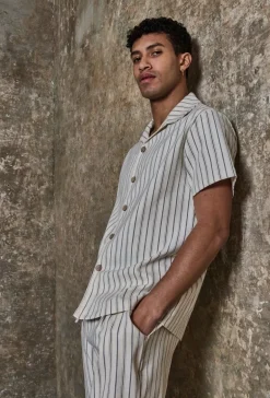 Ensemble à rayures chemise manches courtes pantalon