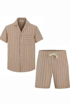 Ensemble à rayures chemise manches courtes short
