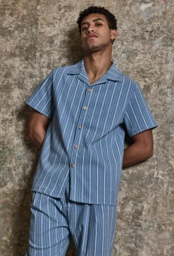 Ensemble à rayures chemise manches courtes pantalon