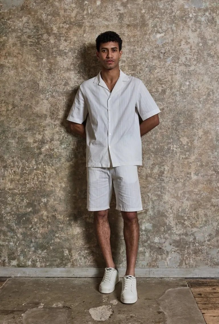 Ensemble à rayures uni chemise manches courtes short