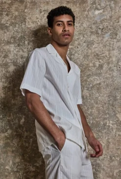Ensemble à rayures uni chemise manches courtes short