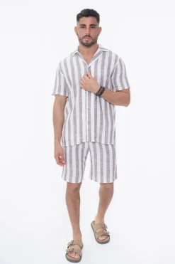 Ensemble chemise et short à rayures