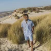 Ensemble chemise et short unis à rayures