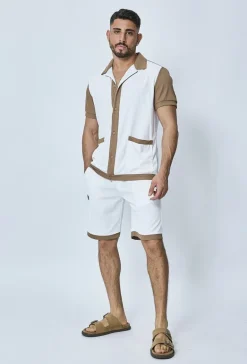 Ensemble chemise et short piqué color block