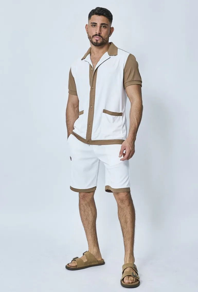 Ensemble chemise et short piqué color block