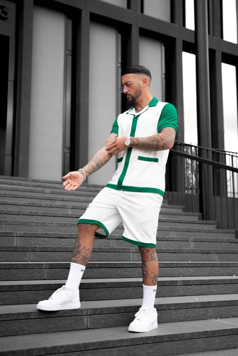 Ensemble chemise et short piqué color block