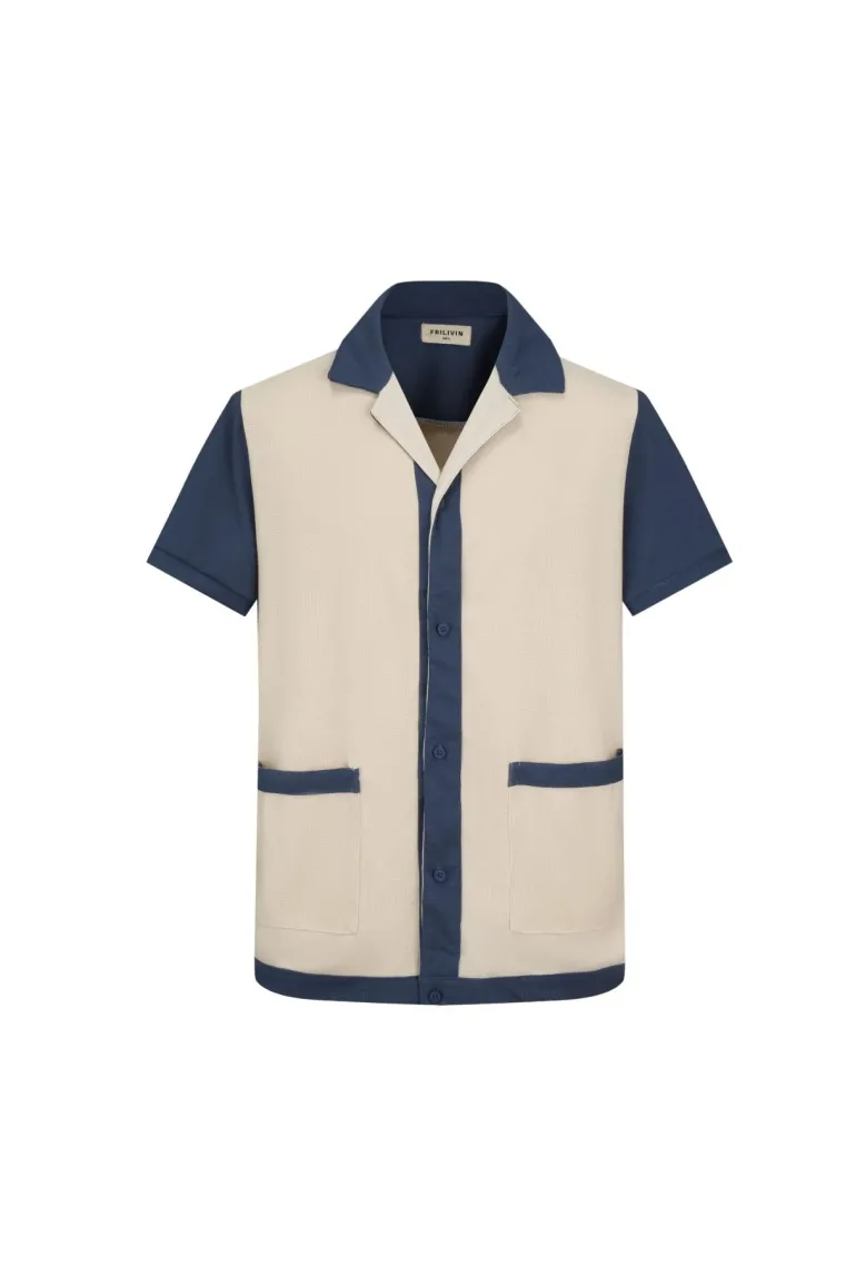 Ensemble chemise et short piqué color block
