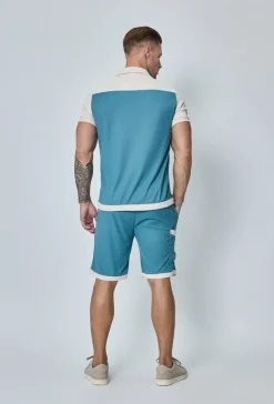 Ensemble chemise et short piqué color block