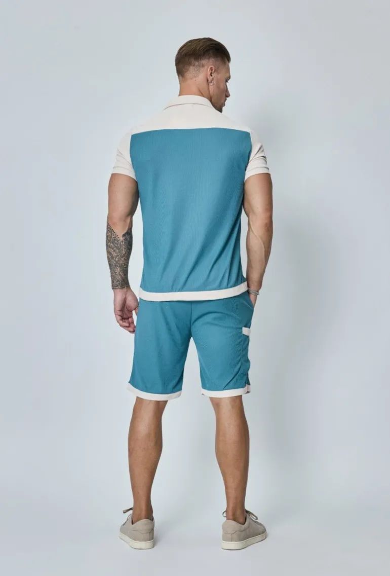 Ensemble chemise et short piqué color block