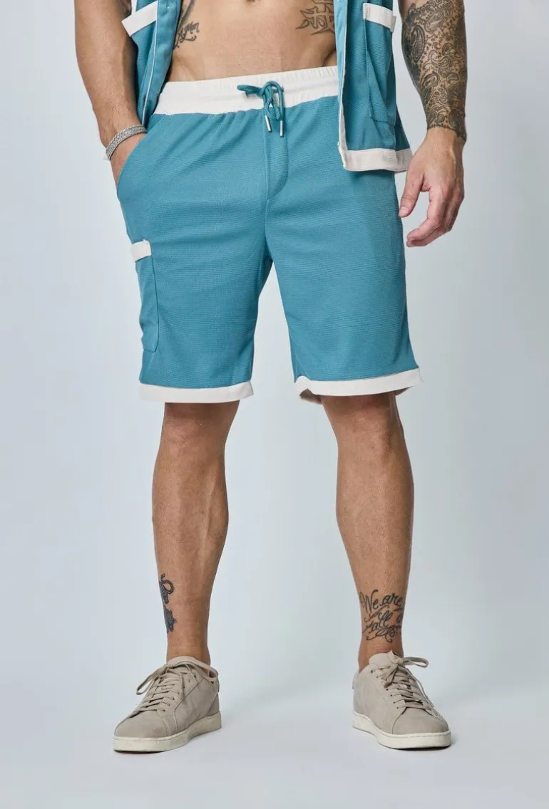 Ensemble chemise et short piqué color block