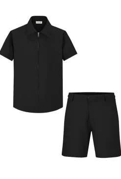 Ensemble chemise et shorts zippé moderne