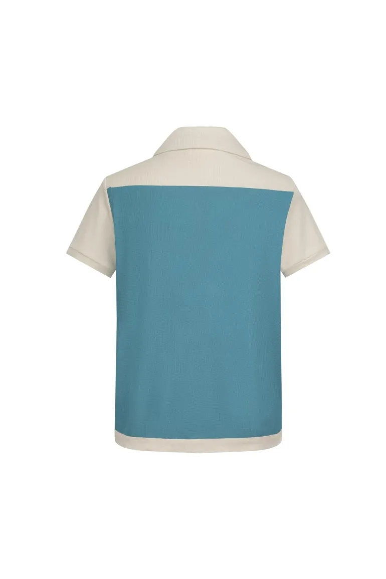 Ensemble chemise et short piqué color block