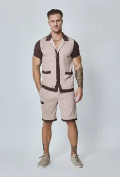 Ensemble chemise et short piqué color block