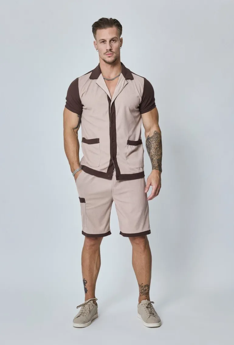 Ensemble chemise et short piqué color block