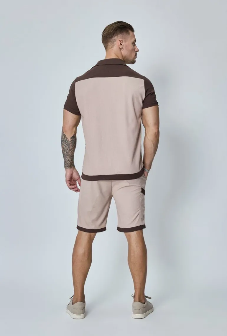 Ensemble chemise et short piqué color block