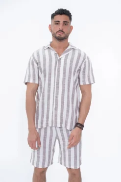 Ensemble chemise et short à rayures