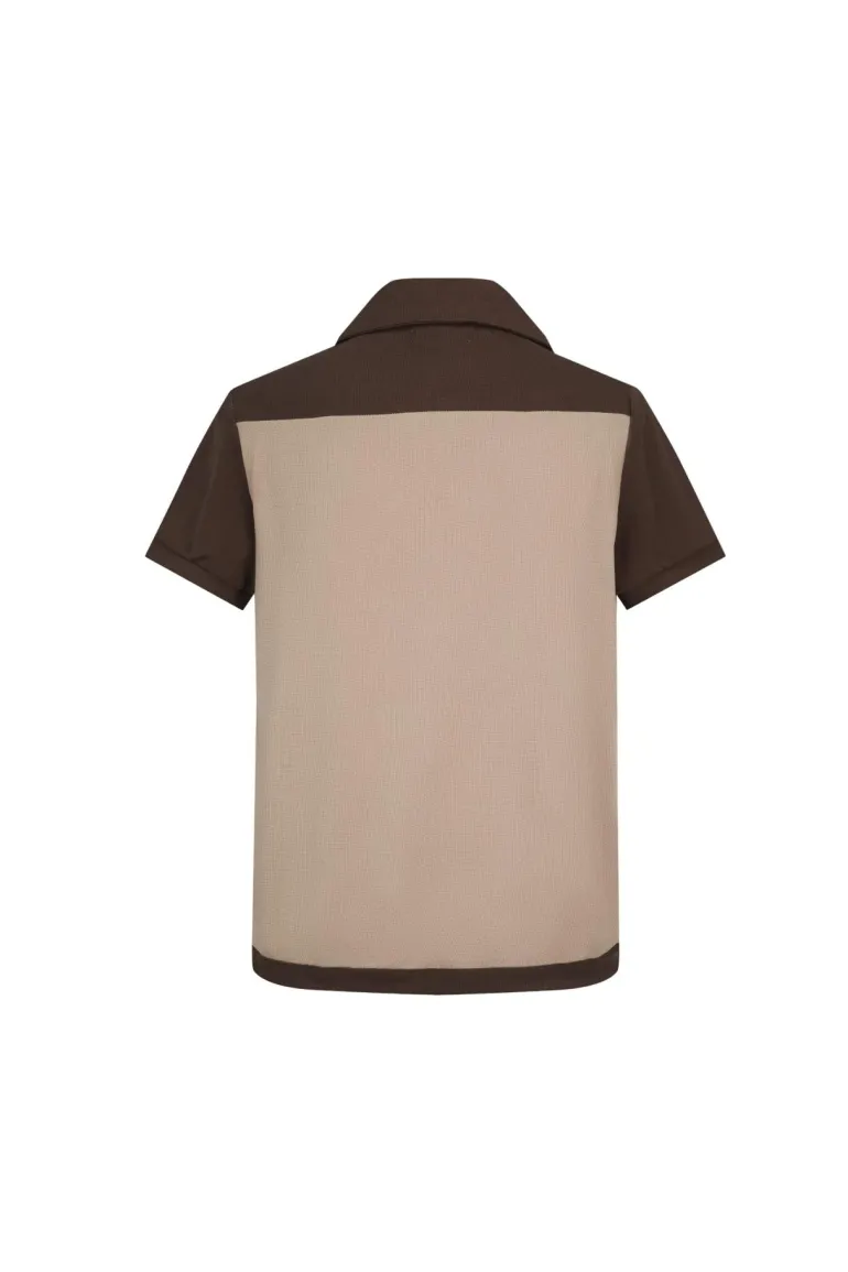 Ensemble chemise et short piqué color block