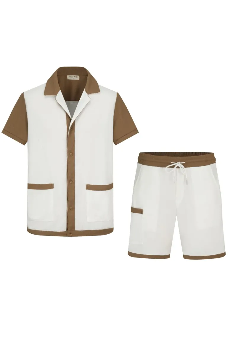 Ensemble chemise et short piqué color block