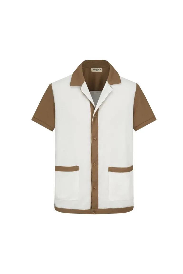 Ensemble chemise et short piqué color block