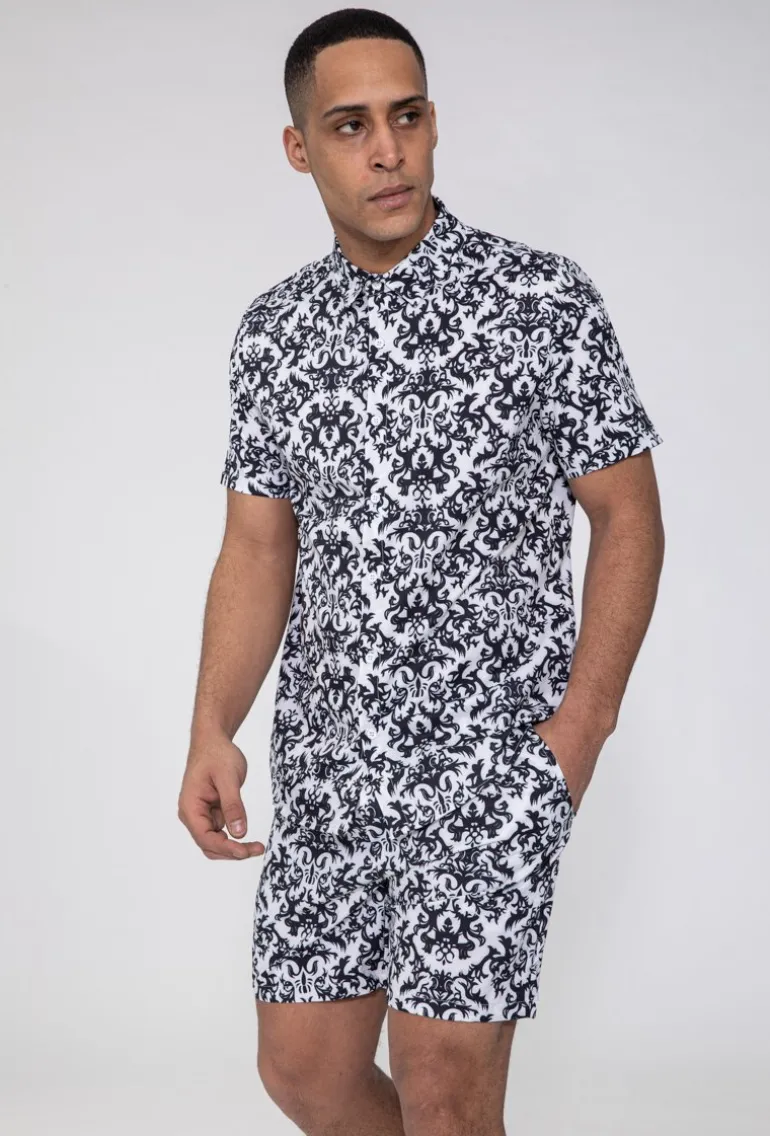 Ensemble chemise manches courtes et short à motif baroque