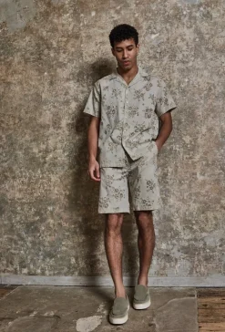 Ensemble chemise manches courtes short fleuris