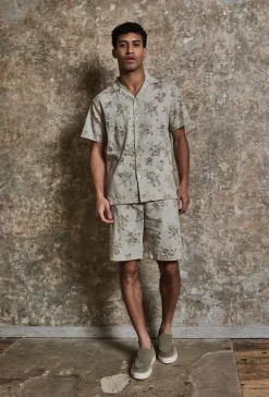 Ensemble chemise manches courtes short fleuris