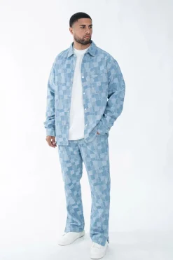Ensemble chemise pantalon assorti avec un motif de carrés