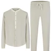 Ensemble chemise pantalon bicolore décontractée