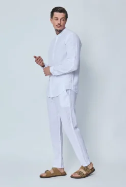 Ensemble chemise pantalon décontractée effet lin