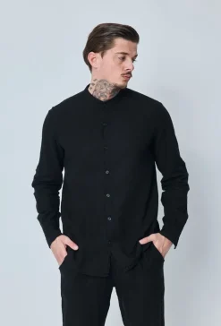 Ensemble chemise pantalon décontractée effet lin