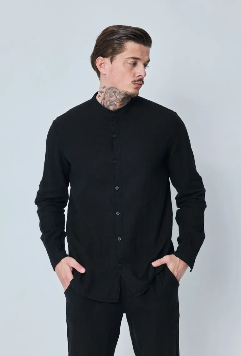 Ensemble chemise pantalon décontractée effet lin