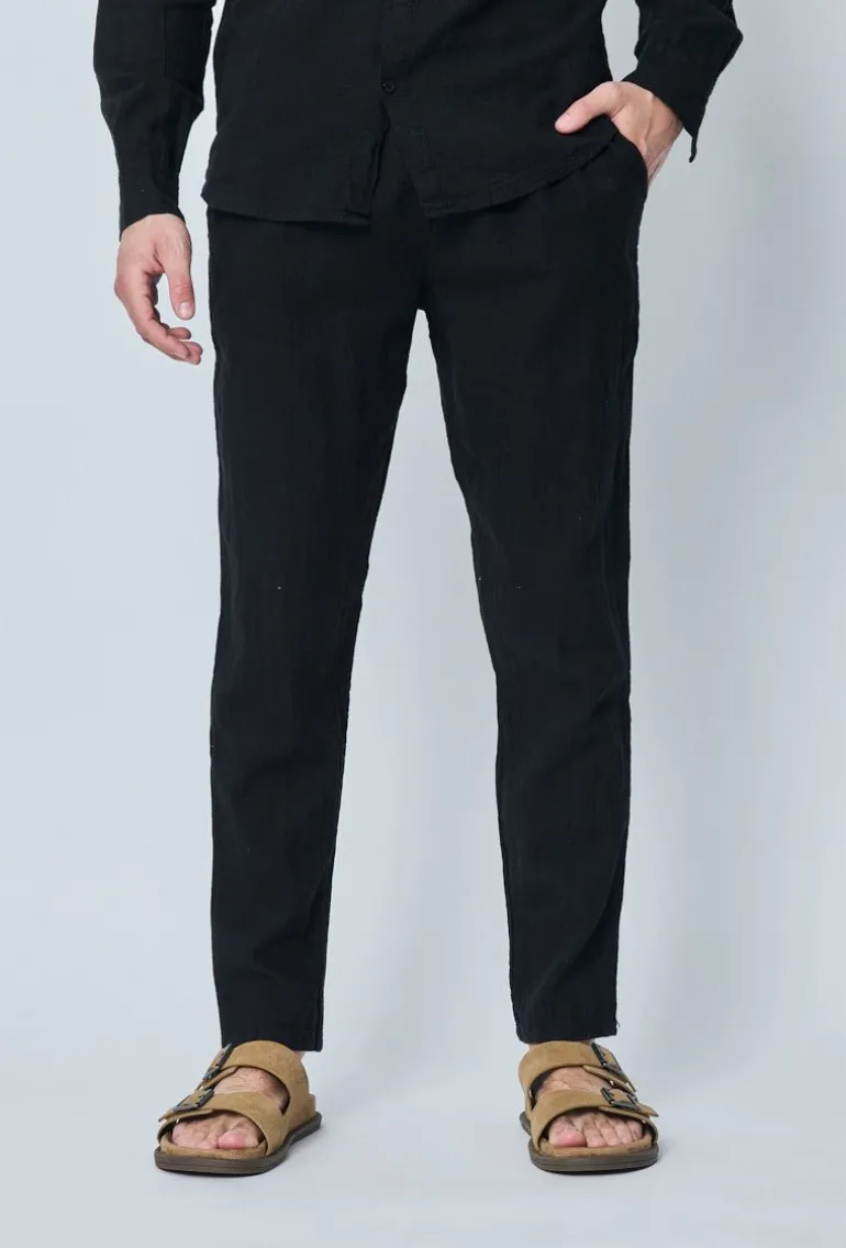 Ensemble chemise pantalon décontractée effet lin