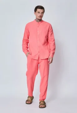 Ensemble chemise pantalon décontractée effet lin