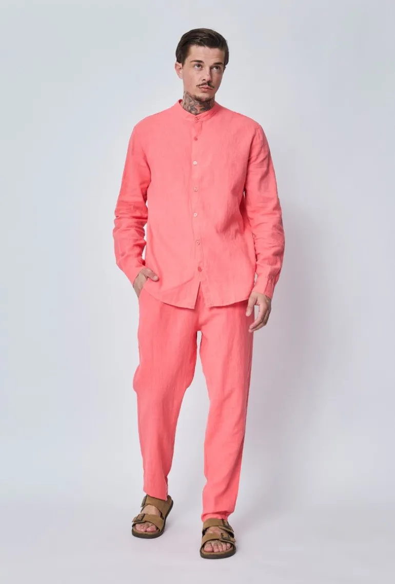 Ensemble chemise pantalon décontractée effet lin