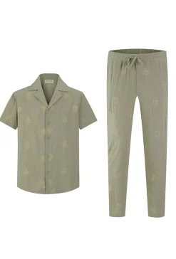 Ensemble chemise pantalon décontractée à motifs