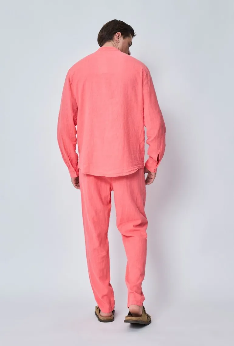 Ensemble chemise pantalon décontractée effet lin