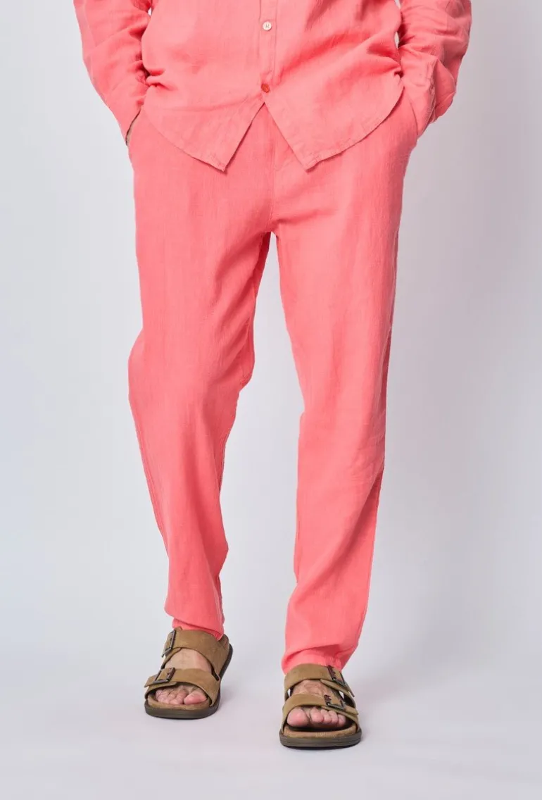 Ensemble chemise pantalon décontractée effet lin