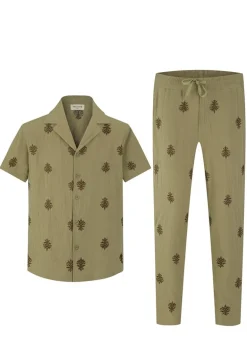 Ensemble chemise pantalon décontractée à motifs