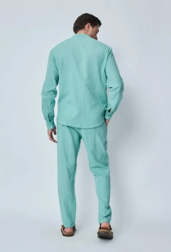Ensemble chemise pantalon décontractée effet lin