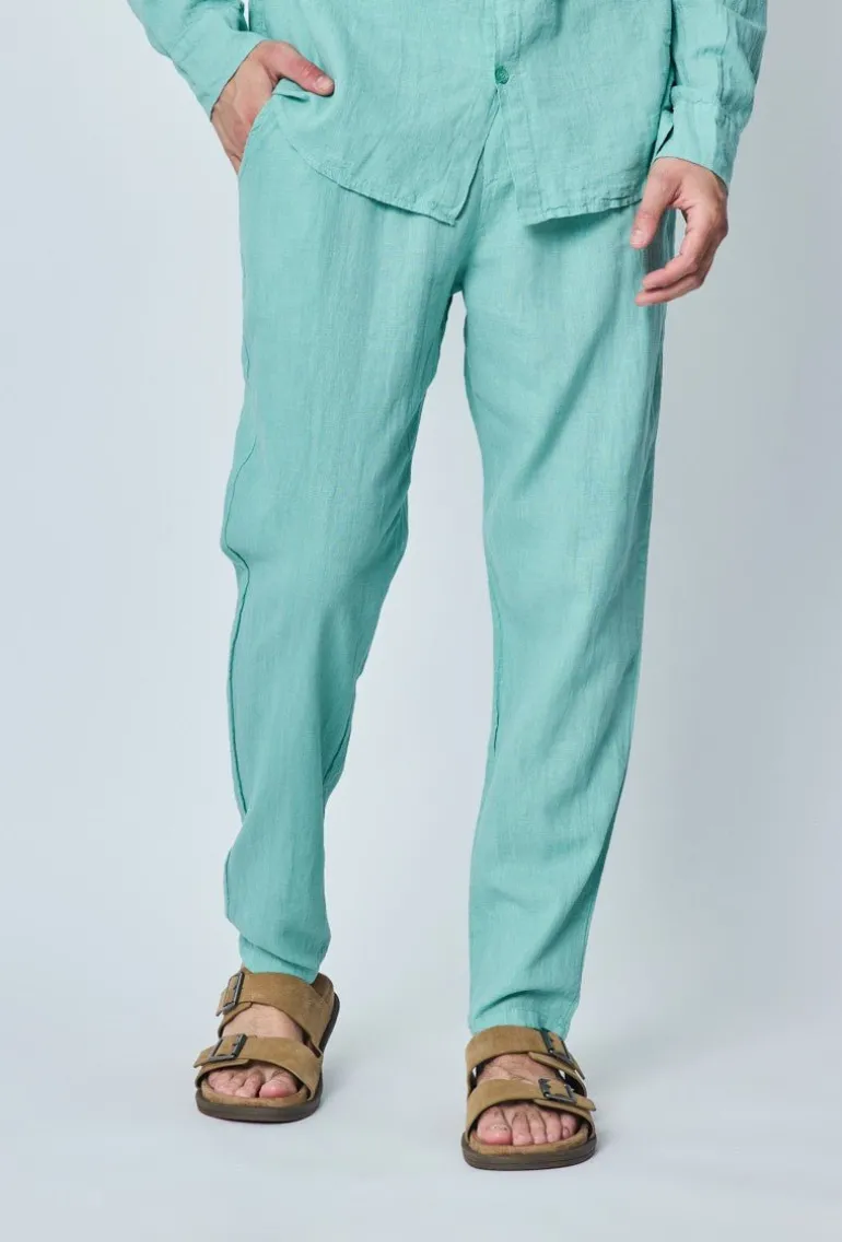 Ensemble chemise pantalon décontractée effet lin