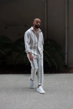 Ensemble chemise pantalon à rayures