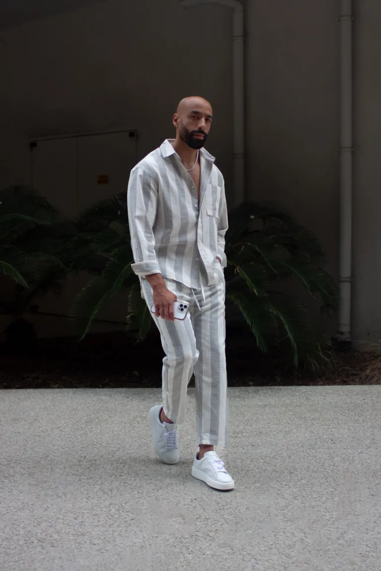 Ensemble chemise pantalon à rayures