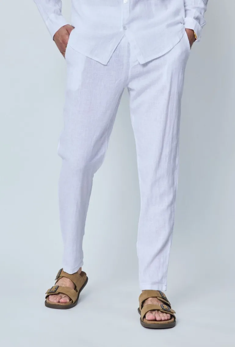 Ensemble chemise pantalon décontractée effet lin