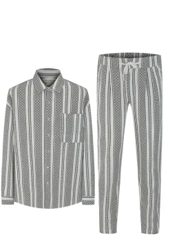 Ensemble chemise pantalon à motifs géométriques