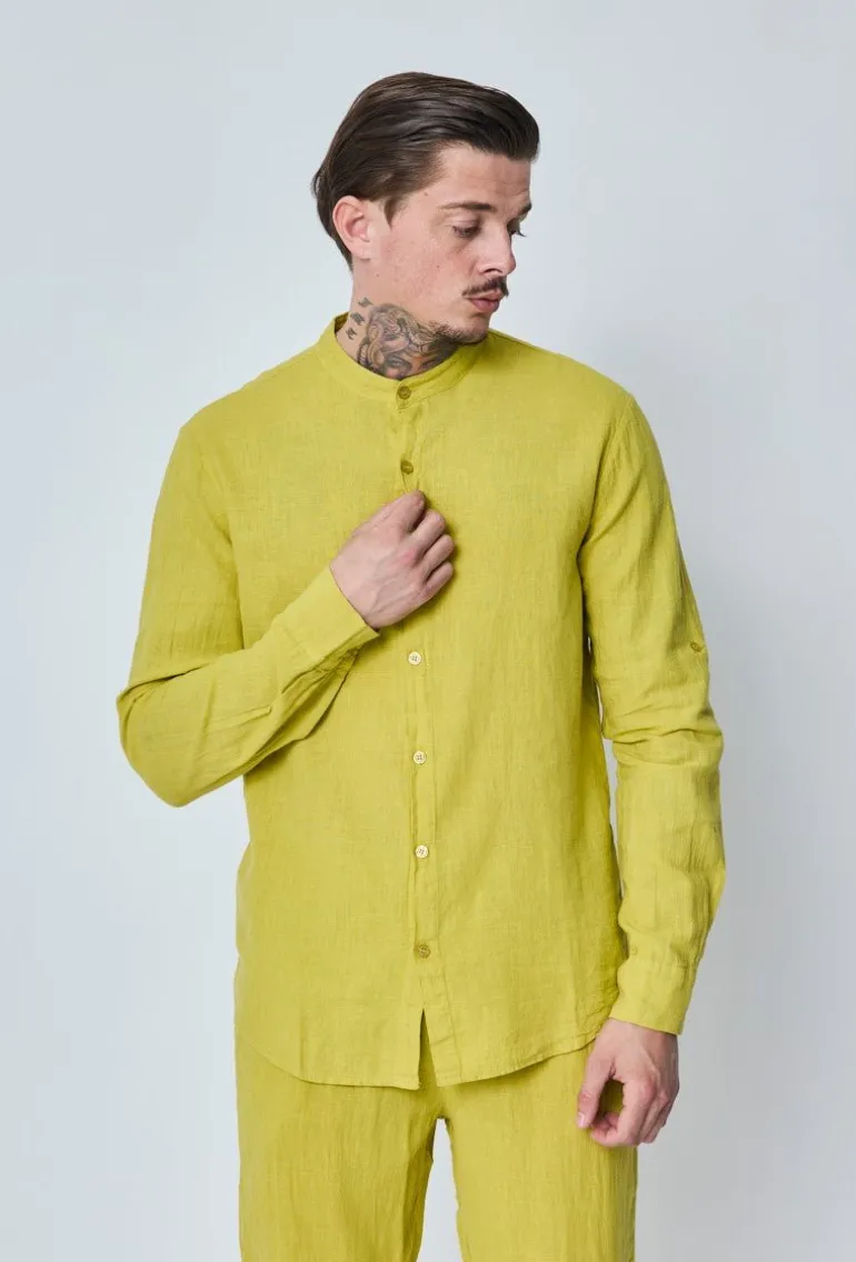 Ensemble chemise pantalon décontractée effet lin