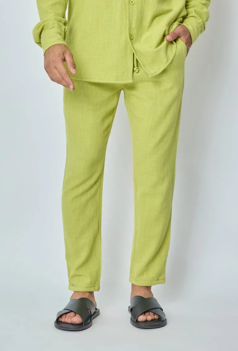 Ensemble chemise pantalon décontractée effet lin
