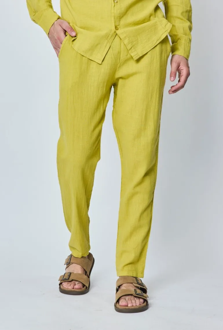 Ensemble chemise pantalon décontractée effet lin