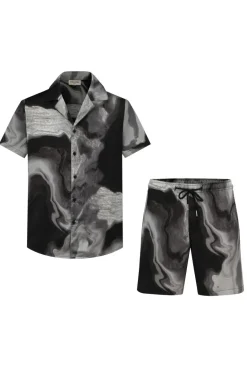 Ensemble chemise short à imprimé marbré